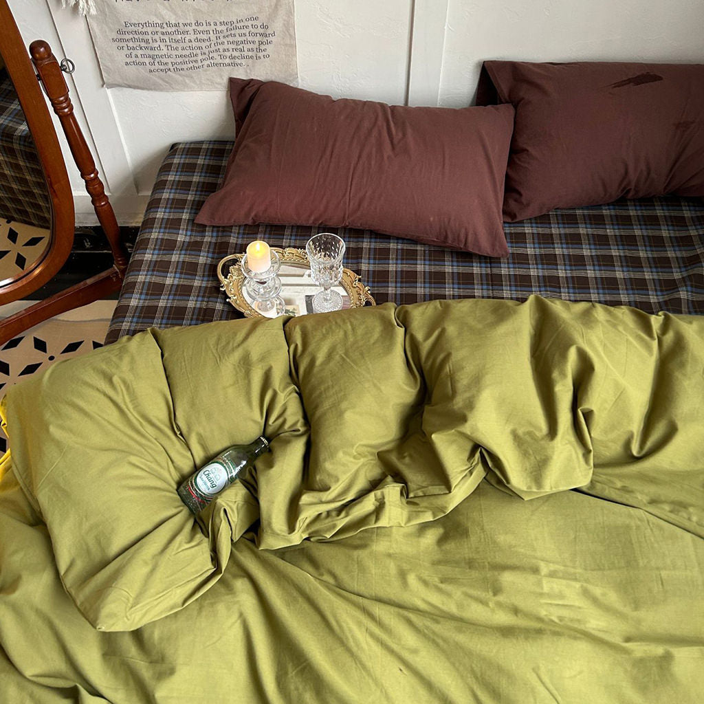Rustic Olive Plaid Bedding Set