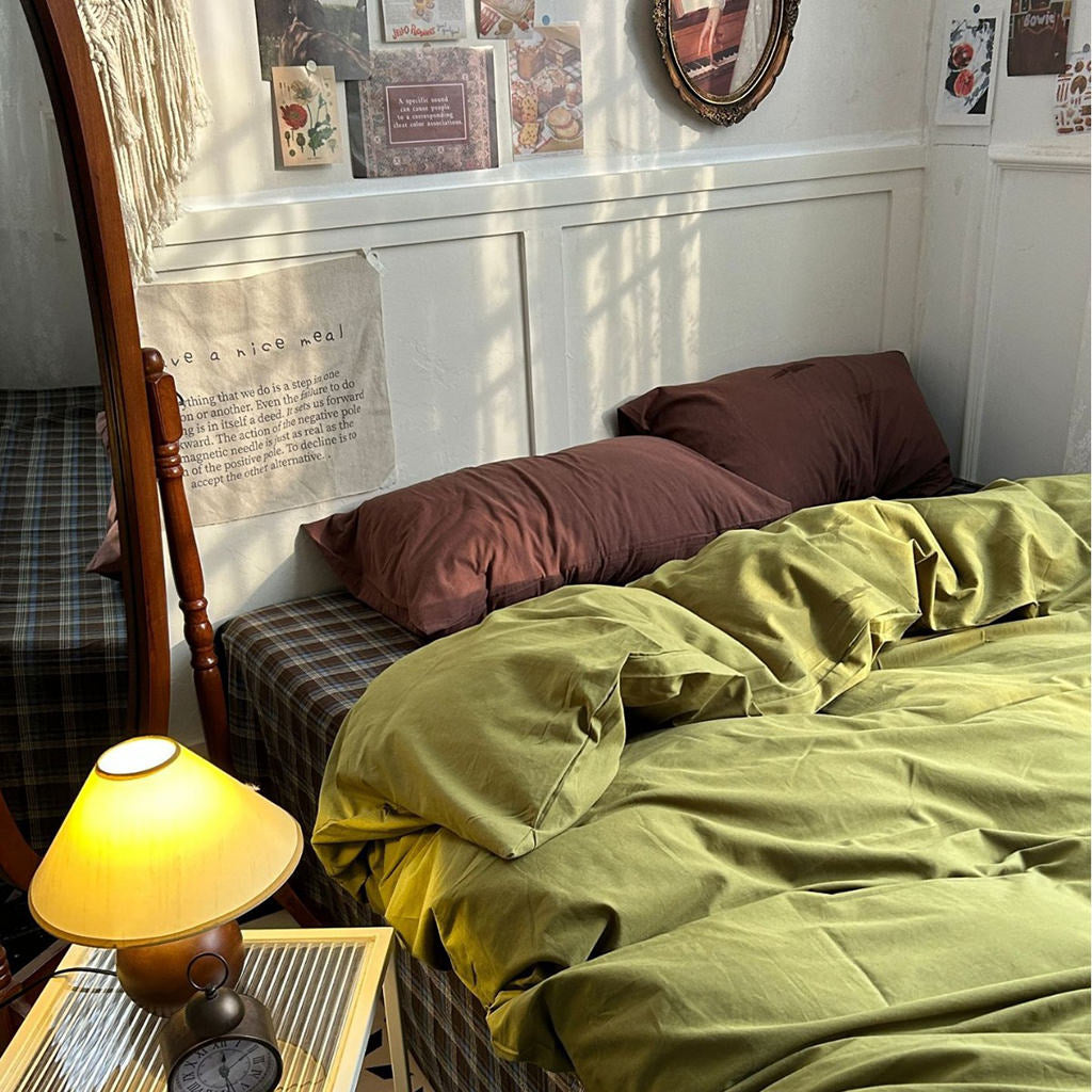Rustic Olive Plaid Bedding Set
