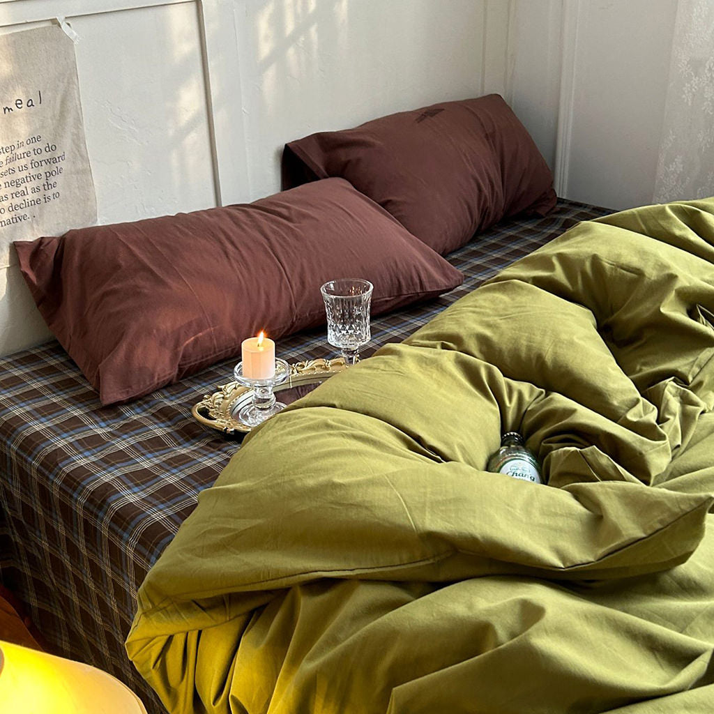 Rustic Olive Plaid Bedding Set