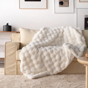 Rabbit Faux Fur Double Lined Blanket Throw