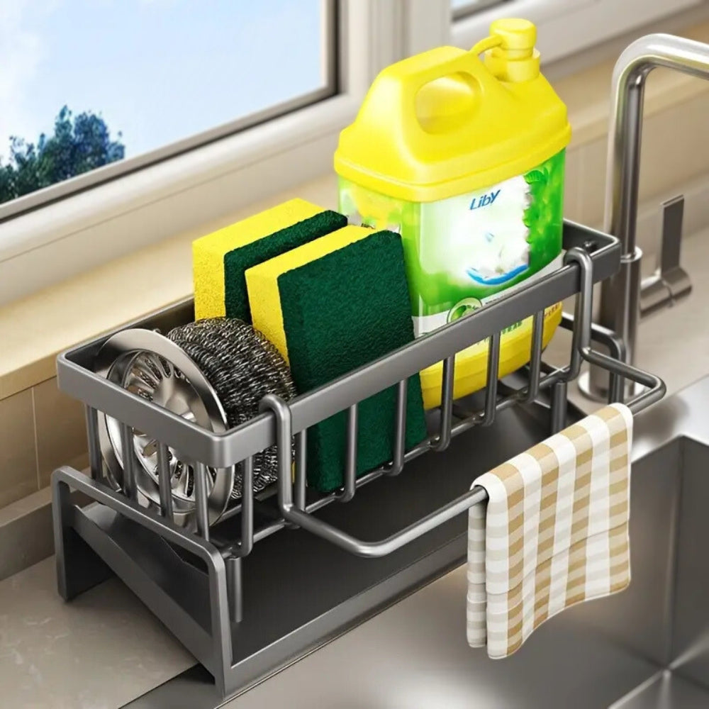 Self Draining All in One Sponge Soap and Cloth Rack