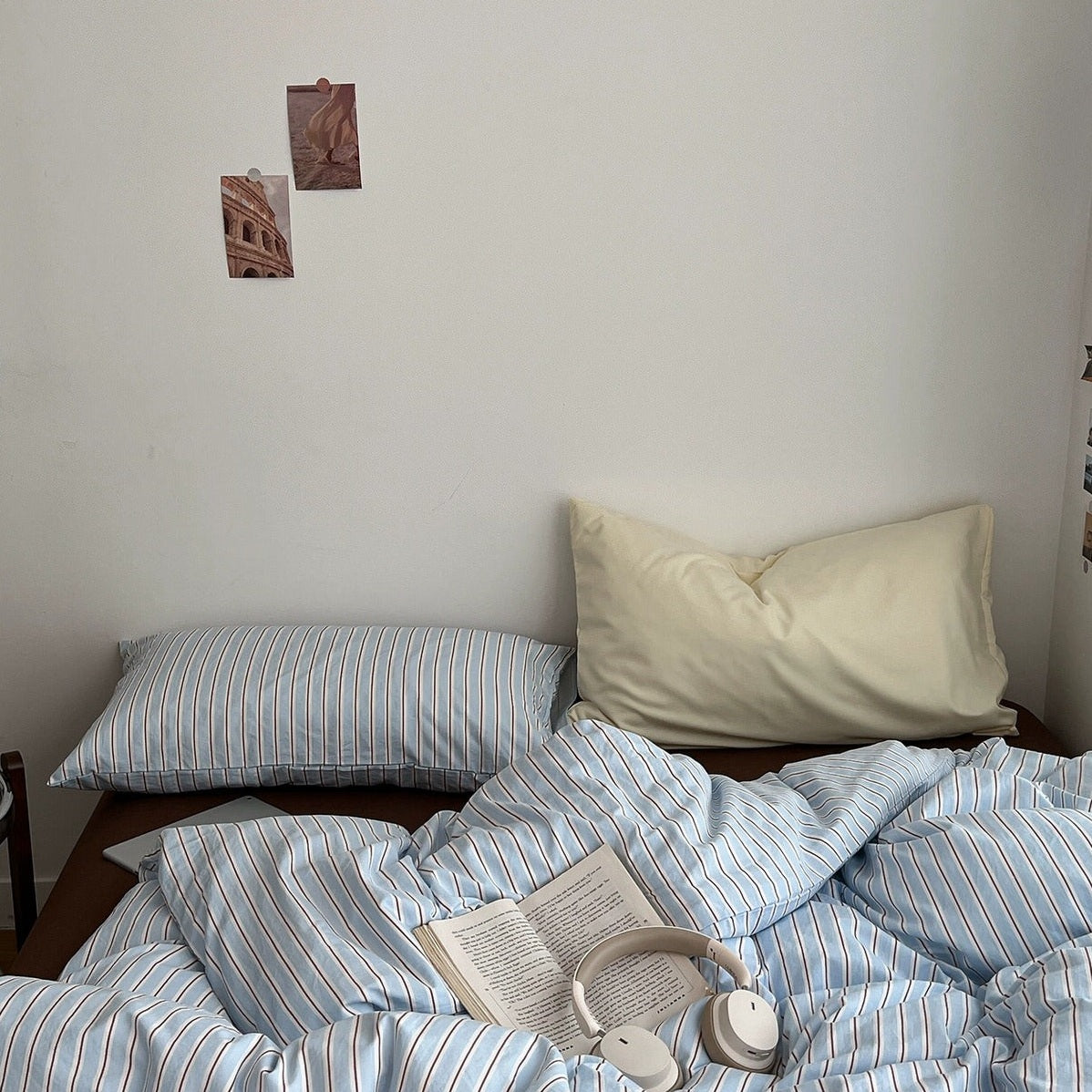 Striped Sky Blue Duvet Cover Bedding Set