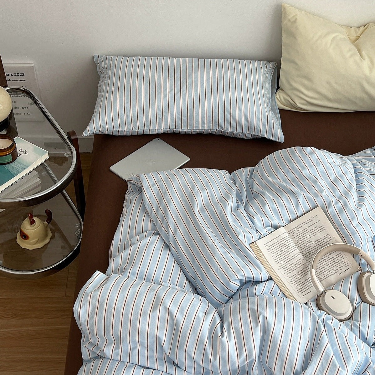 Striped Sky Blue Duvet Cover Bedding Set