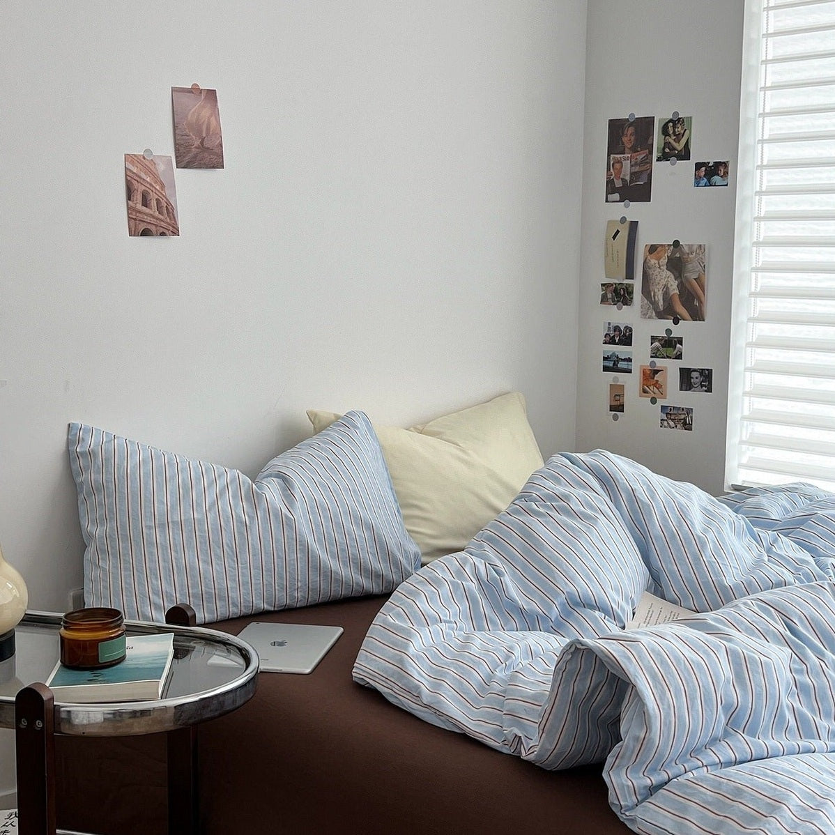 Striped Sky Blue Duvet Cover Bedding Set