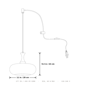 Verano Vintage Smoked Glass Plug In Pendant Lamp