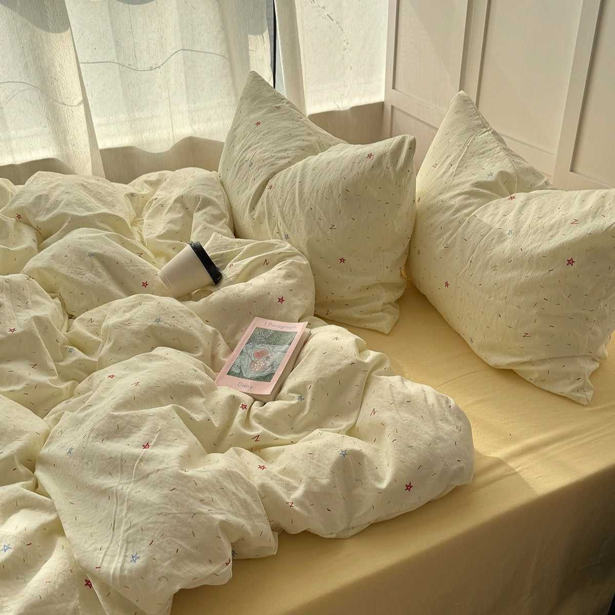 Creamy Pastel Colorful Sprinkles Print Bedding Set