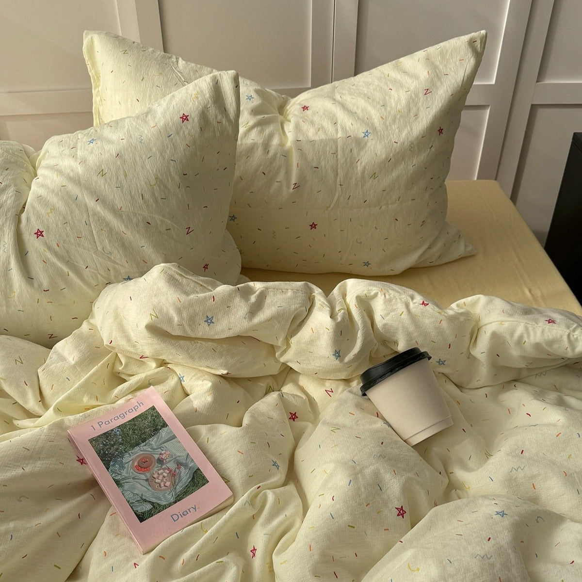 Creamy Pastel Colorful Sprinkles Print Bedding Set