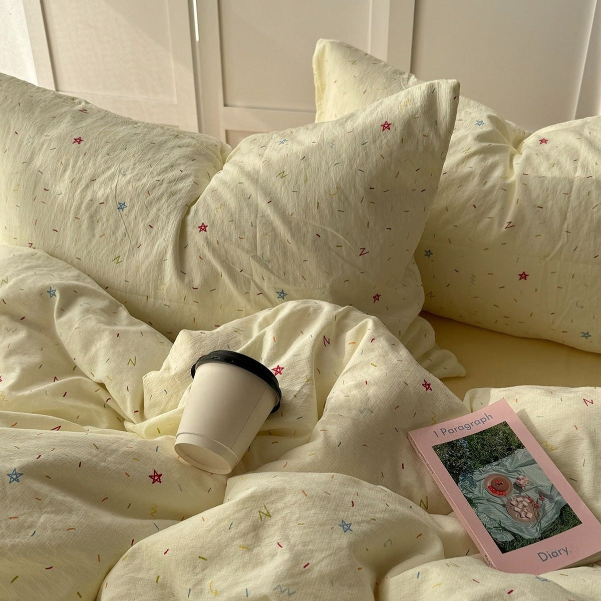 Creamy Pastel Colorful Sprinkles Print Bedding Set